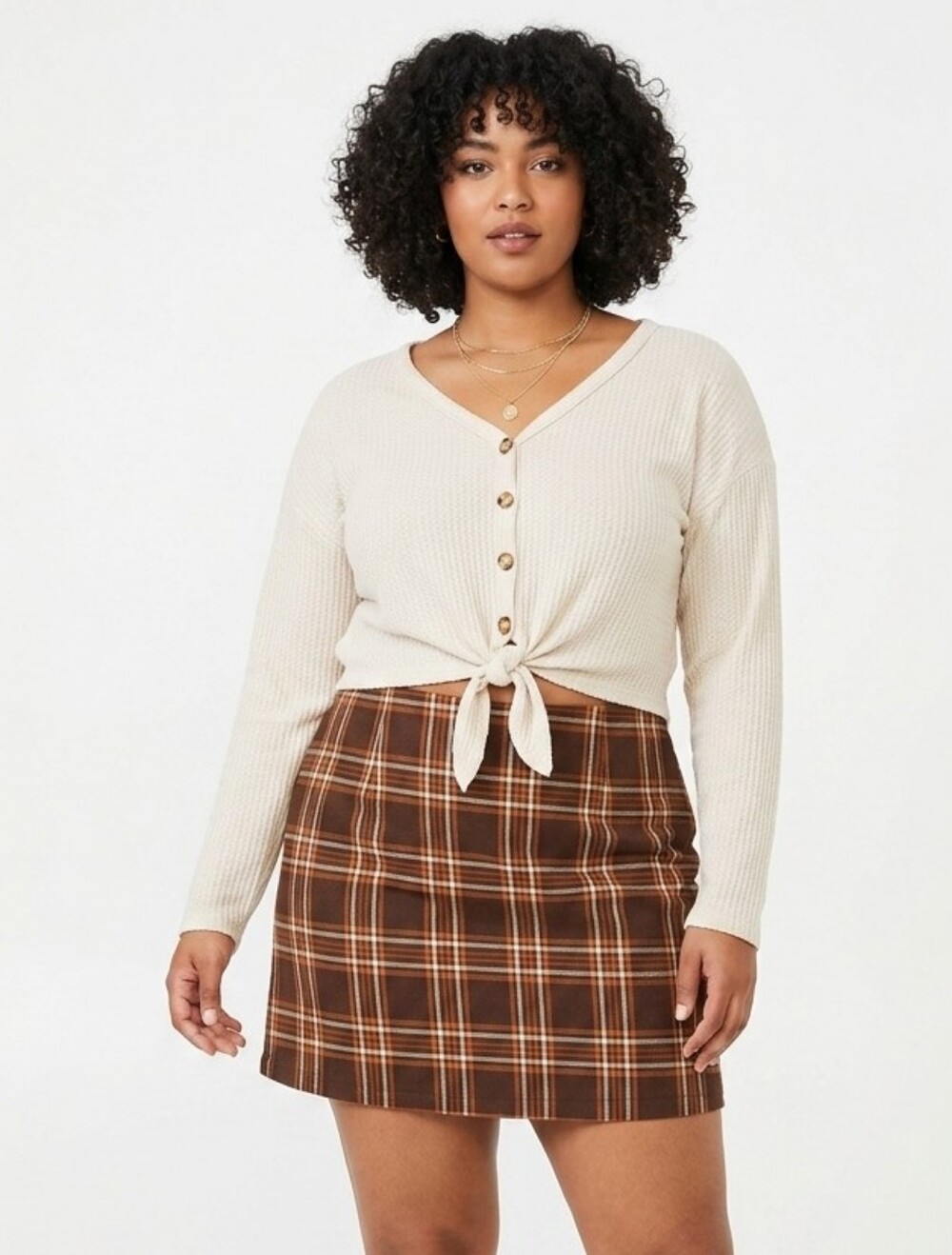 🎆Cream cropped sweater long jon material
